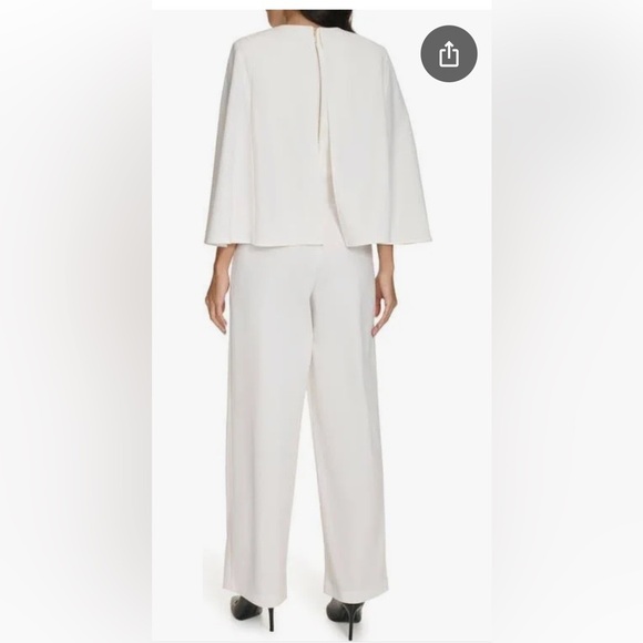 Calvin Klein Women's White Pleated Waist Jumpsuit NWT Flawed Gem! Size 8 - Picture 2 of 9